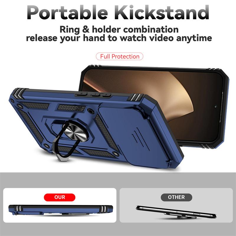 Funda For Xiaomi 15T Pro 5G Case Armor Slide Lens Protect Phone Case For Xiomi 15TPro Xiaomi15T Pro Magnetic Holder Ring Cover