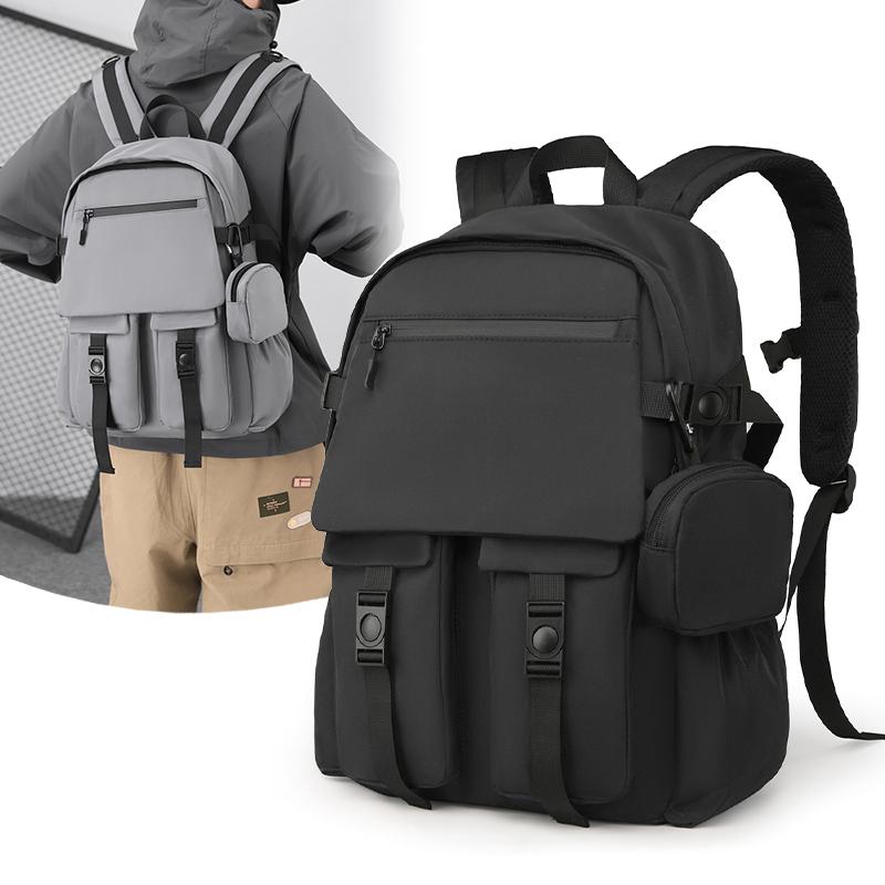 Fashion Men's Simple Backpack - Large Capacity, Laptop Compartment, Multiple Pockets, Suitable for Students and Travel