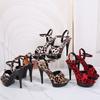 Women's Leopard Print Sandals New Summer Fashion  Sexy High Heels Stilettos 13cm Heel 3cm Platfrom LFD