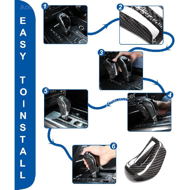 Real Carbon Fiber Car Gear Shift Knob Cover Compatible with Maser@ti Ghibli/Quattroporte/Levante 2013-2018 Center Console Gear Knob Trim Cover