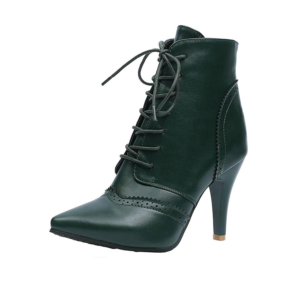 Autumn and Winter Retro Fashion Pointed High Heel Short Boots with Hollow Burnout Craft Women's Shoes