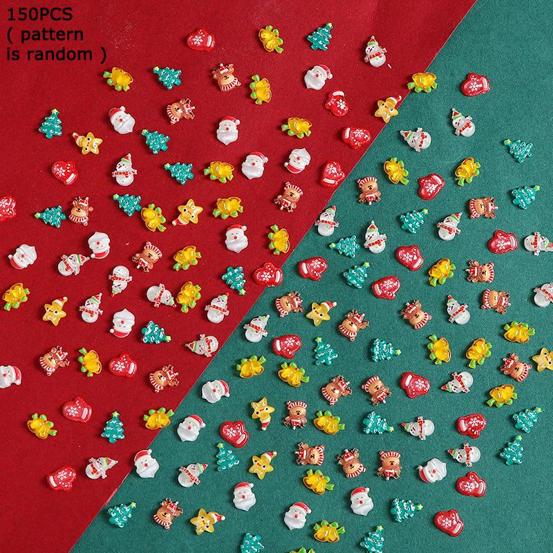 

WTEMPO Mini Cute Christmas Resin Accessories Christmas Patterns DIY Crafts Hair Accessories Nail Art Scrapbooking Phone Case Making Accessories, 150pcs разноцветный