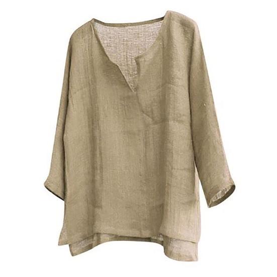 

Мужская рубашка, свободный пуловер с v-образным вырезом, винтажный сплошной цвет, модный китайский стиль, мужской топ средней длины больших размеров для повседневной носки 3XL хаки