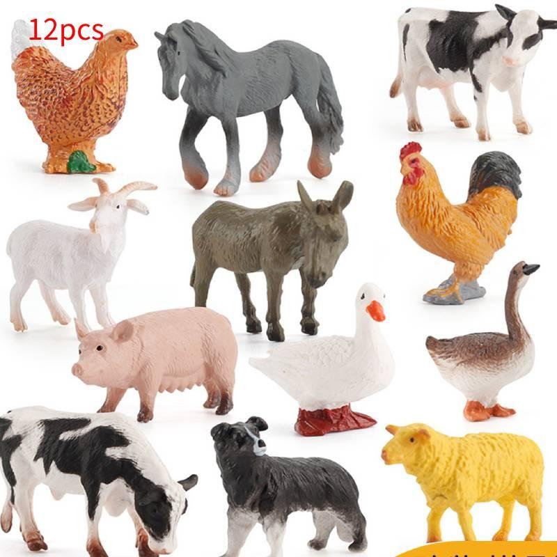 Realistic Farm Animal Figures Pvc Material With Chicken Duck Cow For Kids Educational Toy