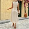 2026 Summer Sleeveless Round Neck Solid Color Elegant Women's Dress