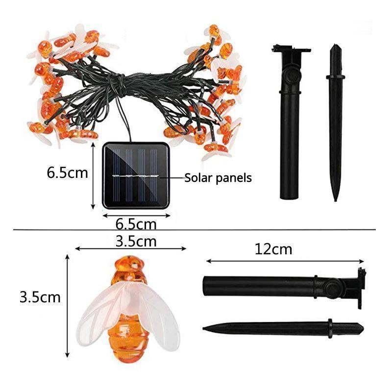 20/30/50/100 LED Solar Bee String Lights DIY Outdoor Waterproof Lamps Lawn Garden Decoration Flashing Lights Wedding Fairy Lights