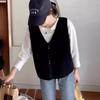 Korean Style Women's V - Neck Knit Vest with Pockets - In Stock, Loose and Lazy - Style Sleeveless Sweater Vest for Autumn and Winter