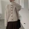 Winter new round neck loose design wooden button sweater jacket women's lazy wind knitted cardigan tide