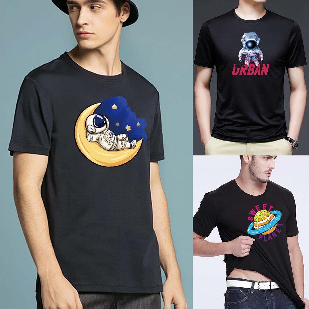 Summer Top Mens T Shirts Harajuku Casual Clothes Short Sleeve Fashion Astronaut Printed O Collared Tshirts Fashion Soft Pullover