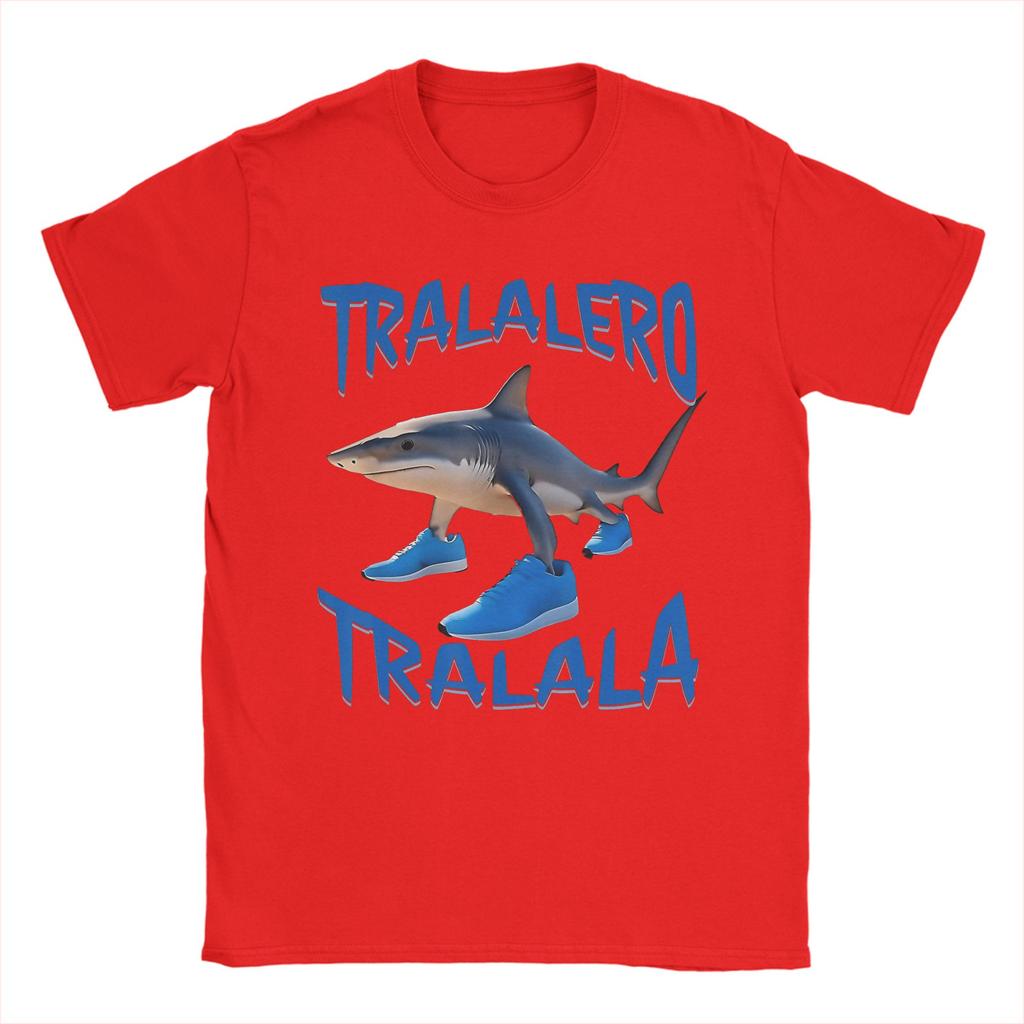 Tralalero Tralala Shark Meme  T Shirt Men 100% Cotton T-Shirts Round Neck Italian Brainrot Memes Tees Short Sleeve Clothing