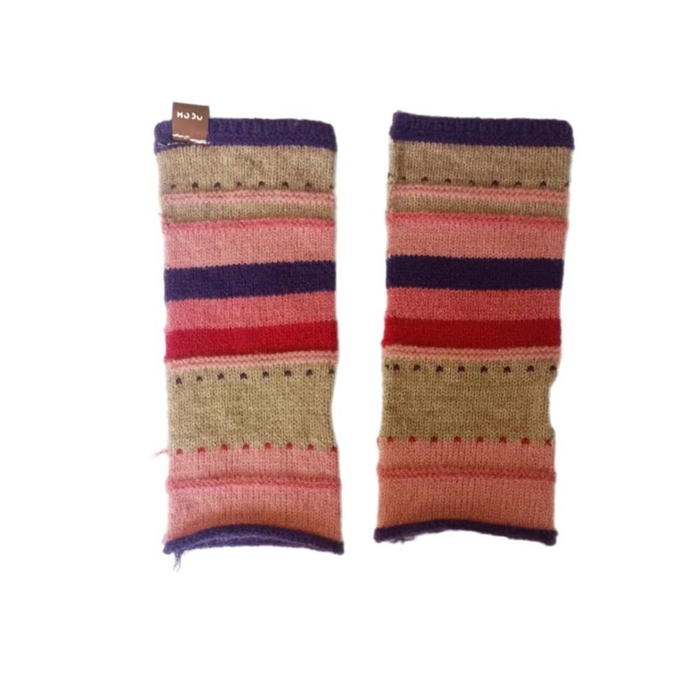 Soft Colorful Striped Fingerless Gloves Writing Work Gloves Retro Women Gloves Winter Wrist Glove