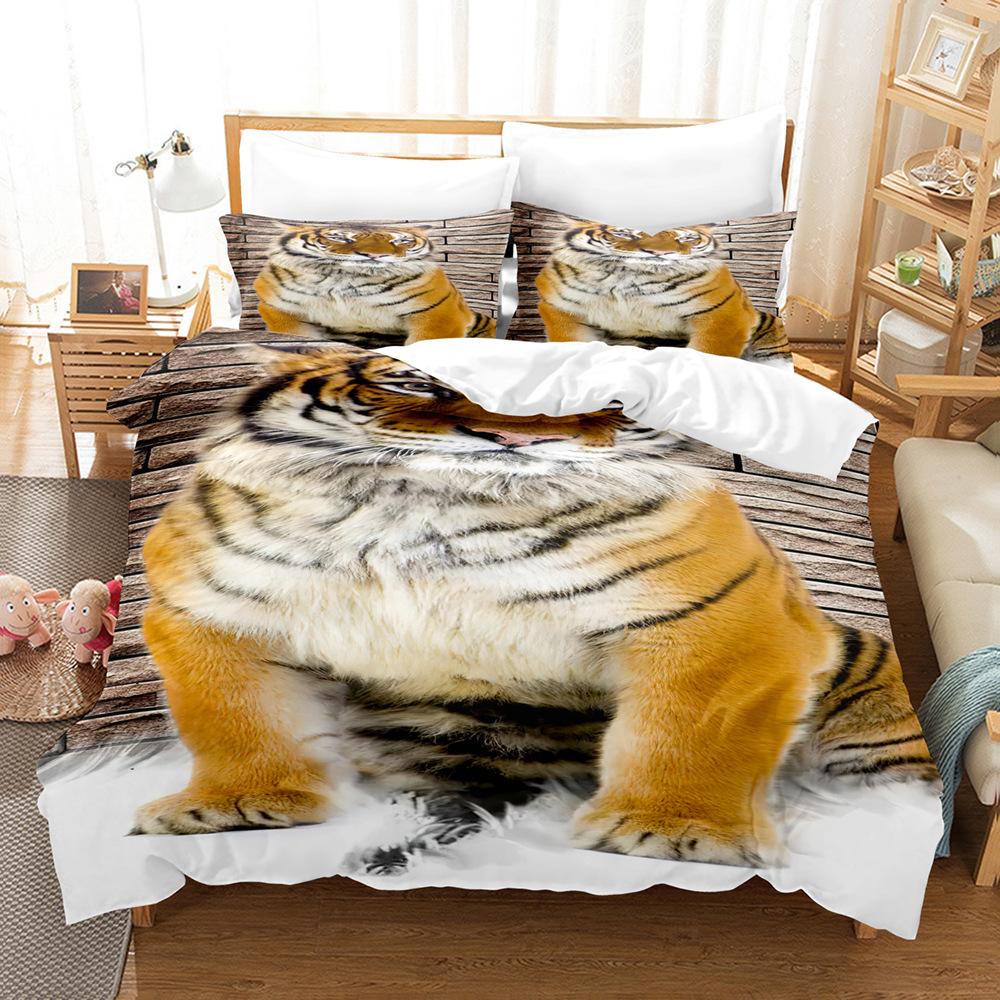 3D Digital Printing Three-Piece Set, Chinese Tiger Picture 3D Digital Printing Bedding Kit