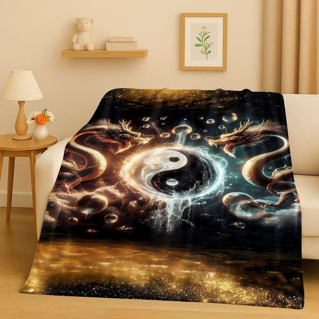 3D Yin Yang Chinese Tai Chi Eight Diagrams Natural Balance Art Flannel Blanket,Soft Plush Throw for Home Bedroom Bed Sofa Cover