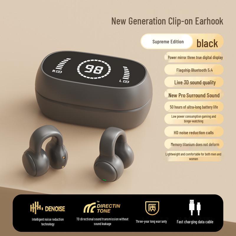 In-Ear Bone Conduction Wireless Bluetooth Headphones 2025 - Ear Clip Style for Men & Women, Sport & Genuine Use