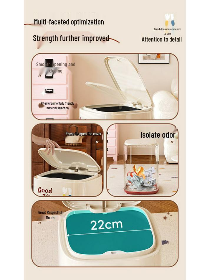 Wheeled Double Barrel Cartoon Trash Can with Lid for Living Room & Bedroom