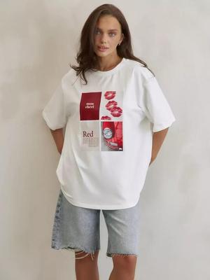 Women's Summer Pure Cotton Loose Medium-Length Short-Sleeved T-shirt - European & American Style Printed Top