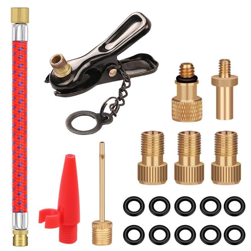 26Pcs Copper Bike Valve Adapter Set Pump Inflator Kit For Bicycle Tires Football Cycling Accessories