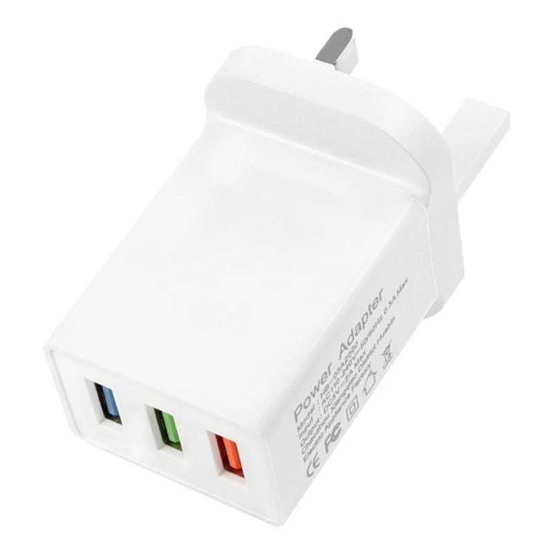 5v2a 3 Port USB Wall EU/AU/UK Plug Convertor Power Adapter Charger Compatible with Two Feet Charging Cube Brick Box Base Head