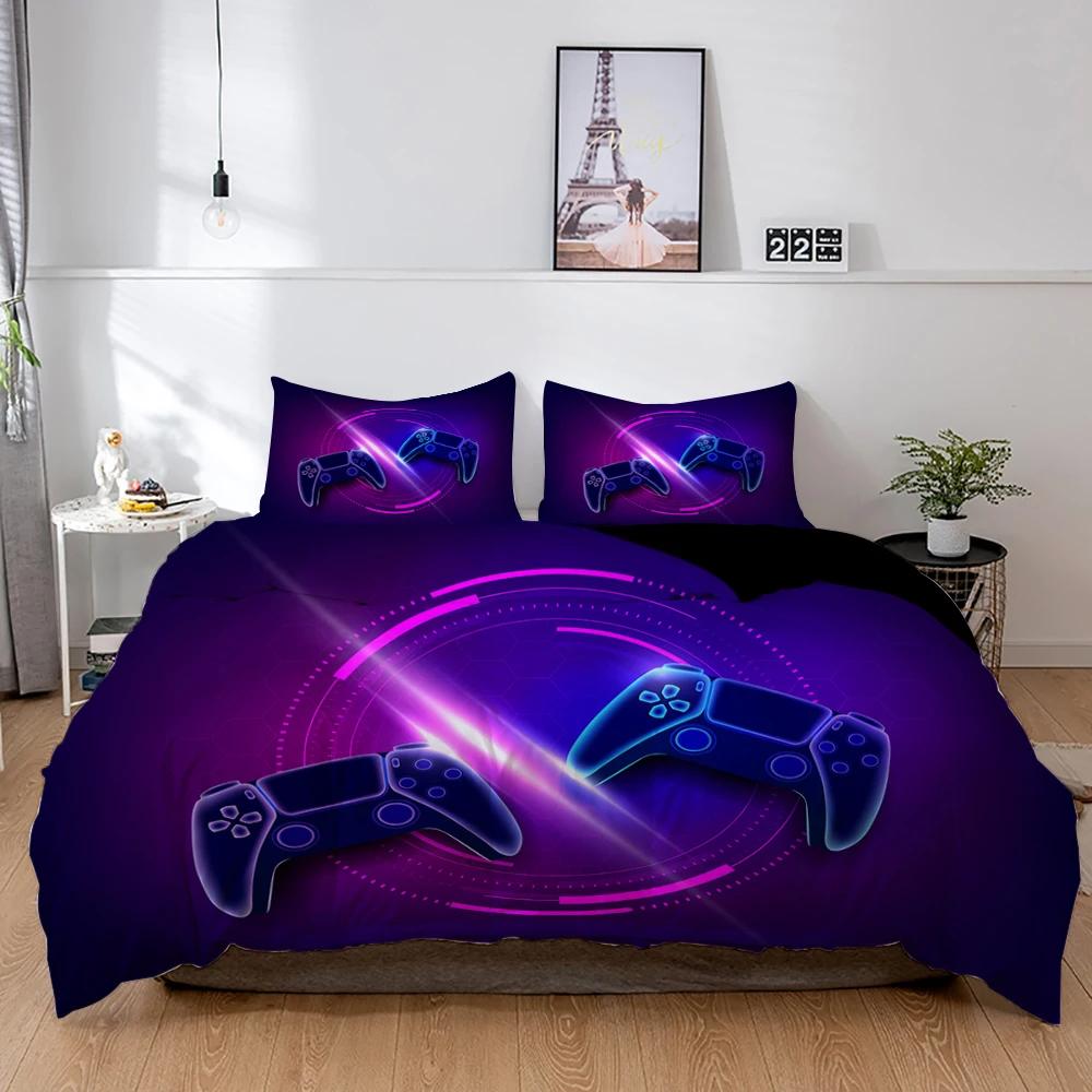 3D Gamepad King Queen Duvet Cover Game Theme Bedding Set For Teens Adults Youth Gamer Bedroom Decor 2/3Pcs Polyester Quilt Cover