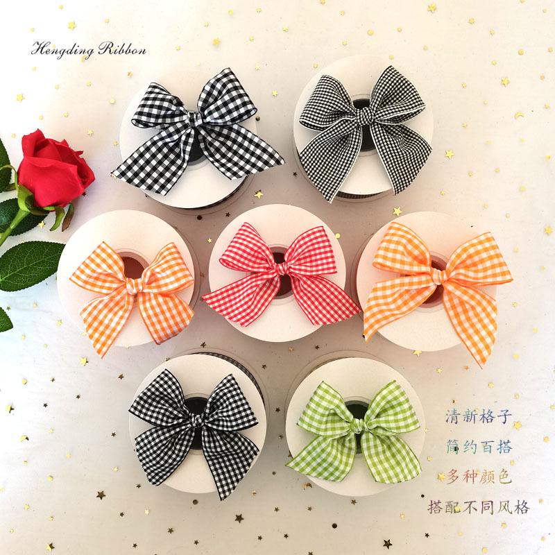 Plaid Ribbon Flower Cake Gift Wrapping Clothing Shoes Hair Accessories Ribbon Bow Diy