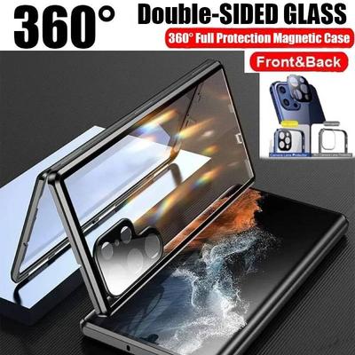 Flip Case for OPPO Reno 11F/ 12F/ 8T 5G/ 12 Pro | 2-Sided Glass + Metal Bumper+Full Lens Protective Cover