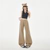 Spring Summer Pure Cotton Soft Comfort Micro Flare Flap Pocket Relaxed Flare Denim Pants For Women Casual Pants Oversize Denim Trousers