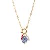 Retro 12 Birthstone Ring & Heart Pendant Necklace, 18K Gold, with Pearl and Movable Charms