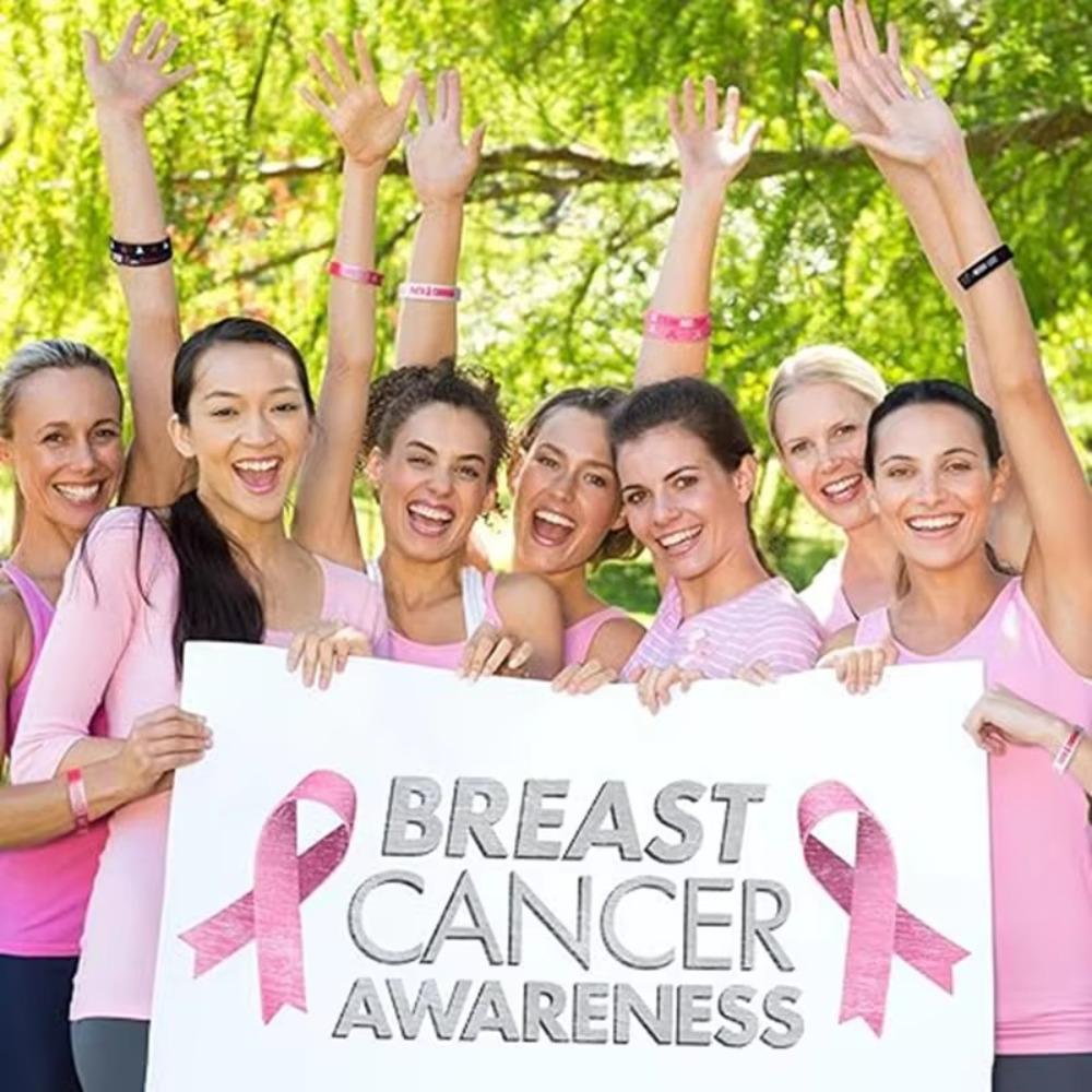 6/8PCS Hope Rubber Bracelet Silicone Silicone Wristband Breast Cancer Awareness Bracelets  Unisex