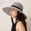 Striped Fisherman Hat Foldable Sunset Hat for Summer Seaside Travel