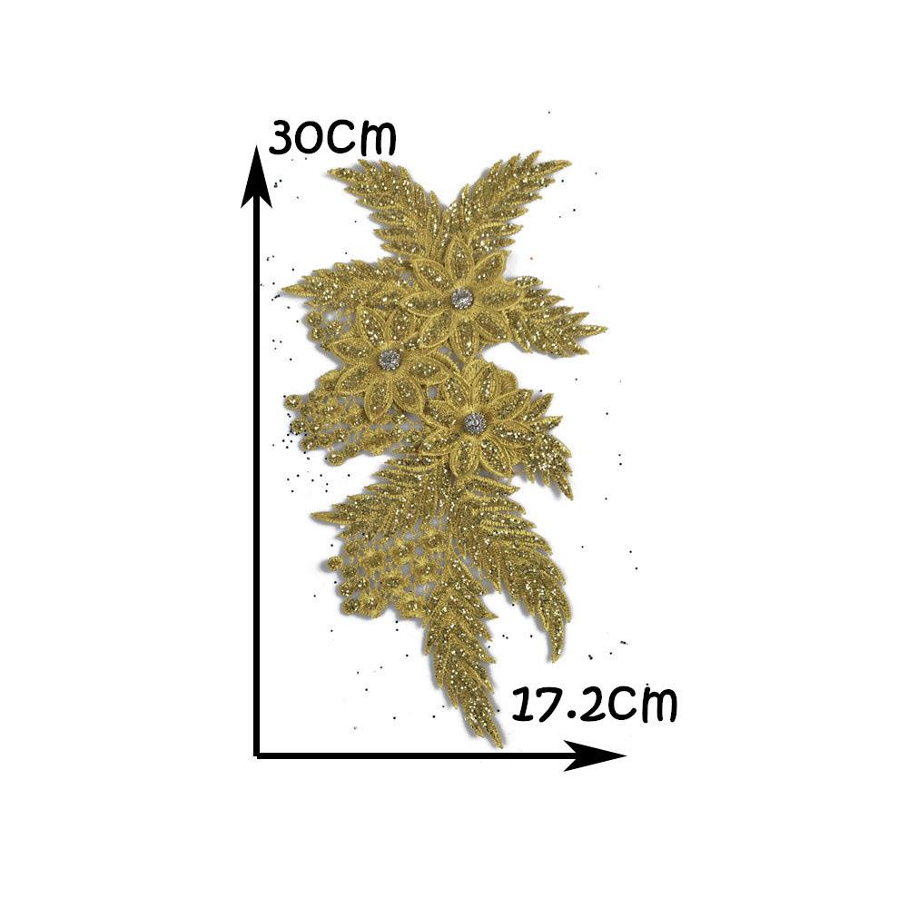 Hollow Rhinestone Beads 3D Lace Embroidery Embroidery Applique Flower Clothing Accessories Fashion Simple Style