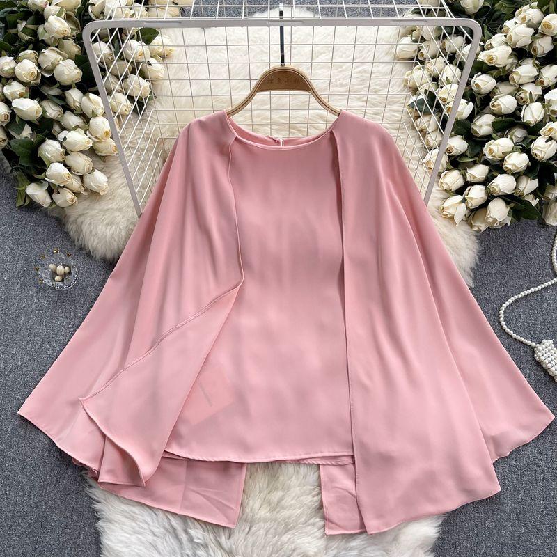 and American Plus size women clothing Design Sense Cape Pullover Shirts Female Senior Sense Royal Sister Wear Temperament Spring Clothing Women's Top