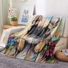 Flower Fence Dogs  Print Flannel Blanket, High quality Comfortable for All Seasons, Home Decor, Warmth and Comfort