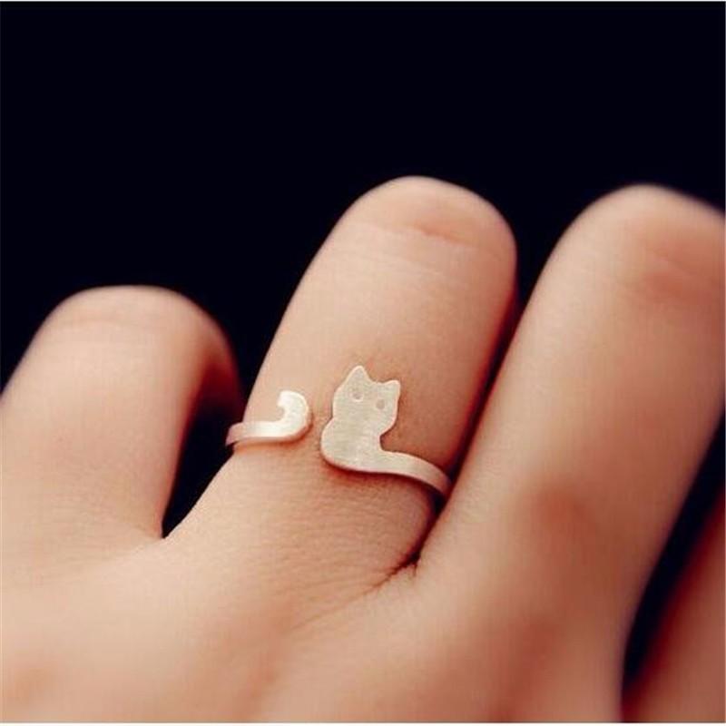 New Fashion Simple Small 925 Sterling Silver Jewelry Not Allergic Fresh Rachel Cat Animal Opening Rings    R029