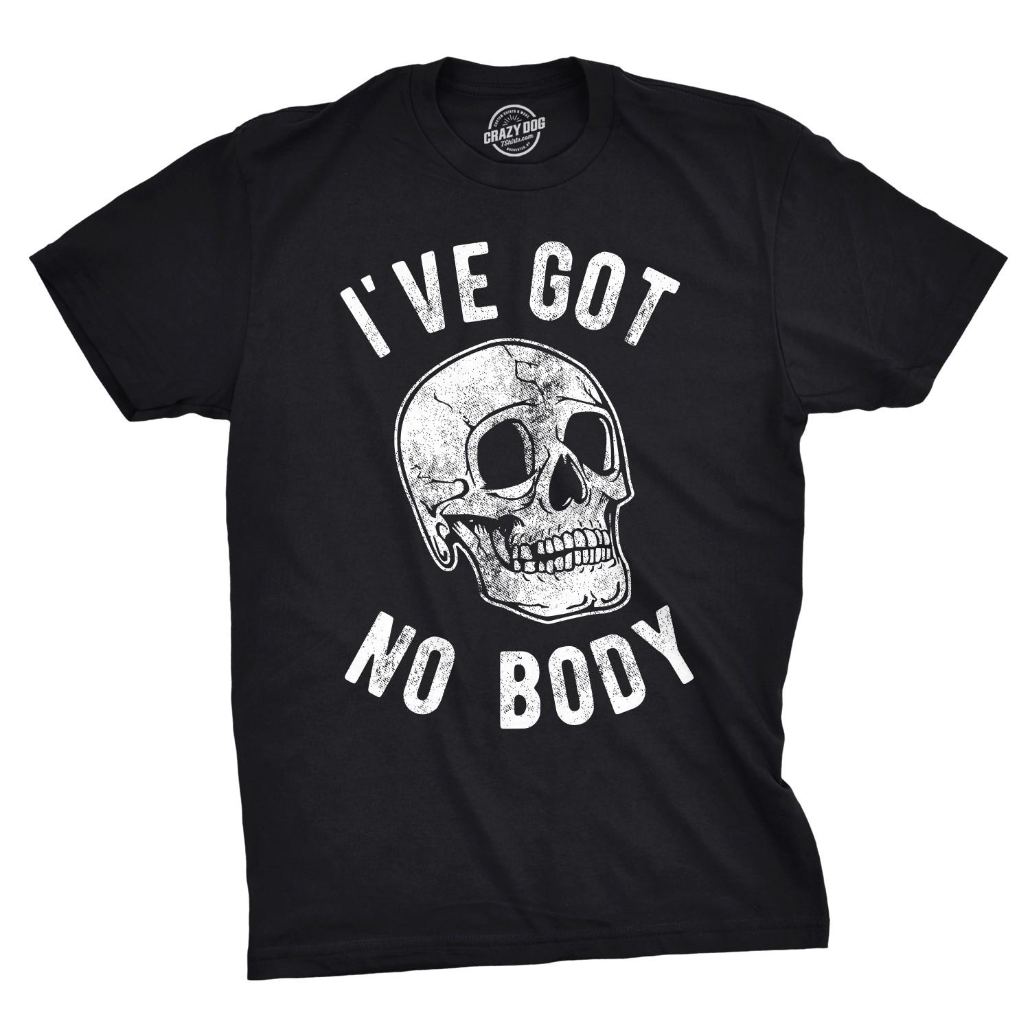 Mens Ive Got No Body T Shirt Funny Skeleton Skull Halloween Tee for Guys S разноцветный
