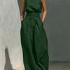 Women's Sleeveless High Neck Top and Wide Leg Pants Two Piece Set Casual Summer Outfit