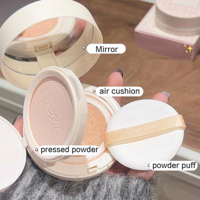 2-in-1 Pressed Powder And Air Cushion CC Cream, Moisturizing BB Cream Makeup Long Lasting Matte Concealer