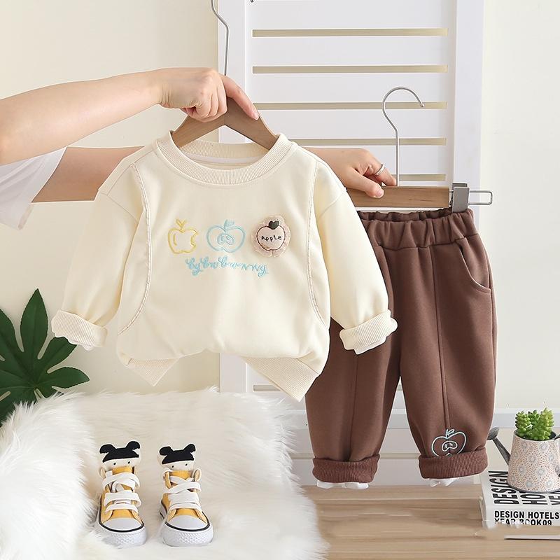 Girls' Spring and Autumn Embroidered Sweater Suit, Western Style, Baby Girl, All-match Fashion, Children's Long-sleeved Clothes, Two-piece Suit