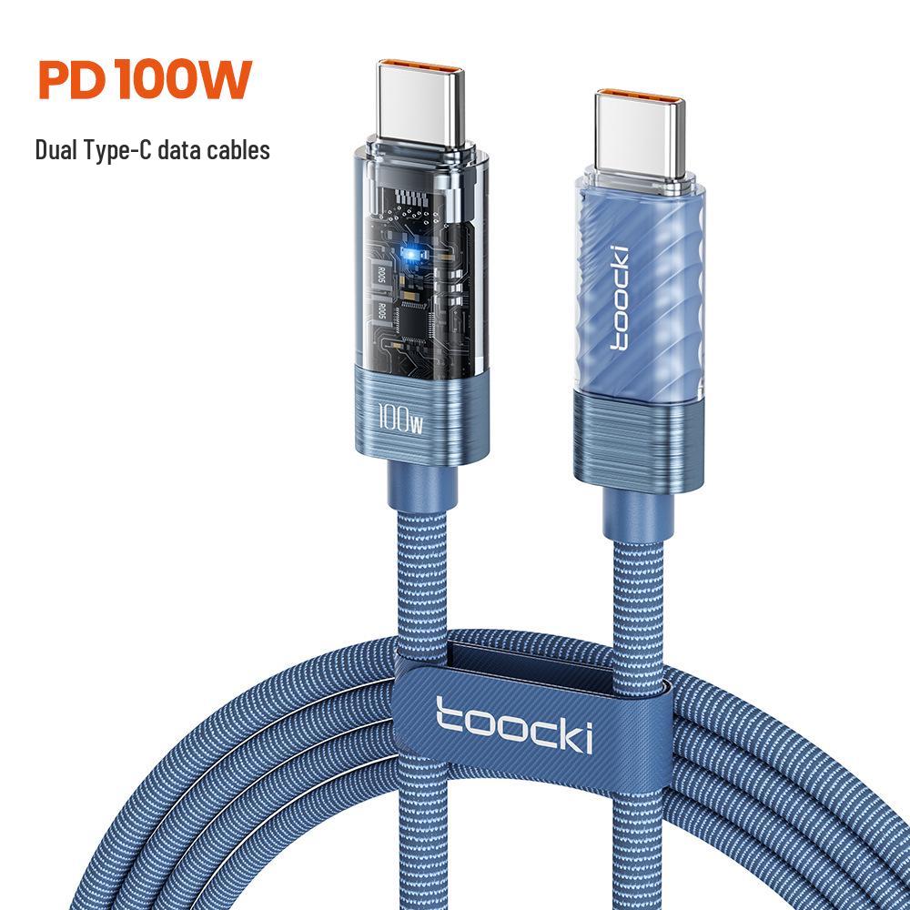 

Toocki 100W Auto Power Off Transparent Type-C Cable for Huawei/Xiaomi 1 meter