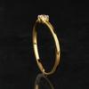 925 Sterling Silver Gold Plated White Topaz Ring Round 3mm Minimal Handmade Fine Jewelry Gift for Her
