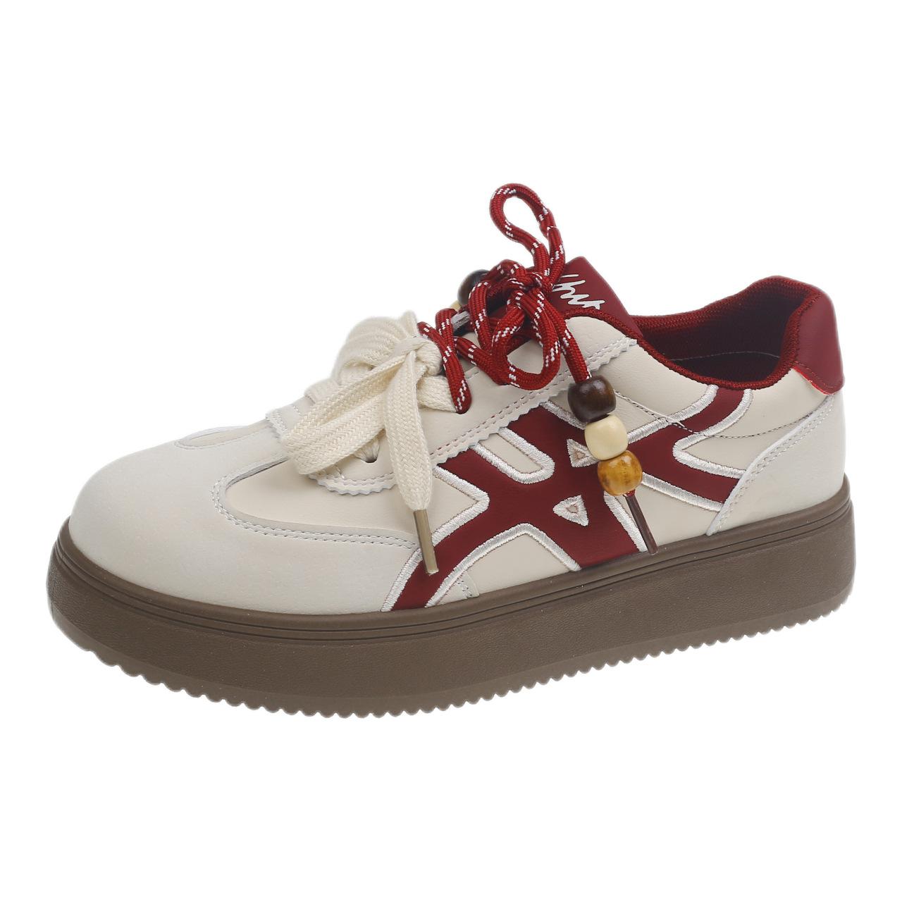 

Retro German training shoes women s spring 2025 new popular versatile platform white shoes niche height-increasing sports board shoes 40 красный