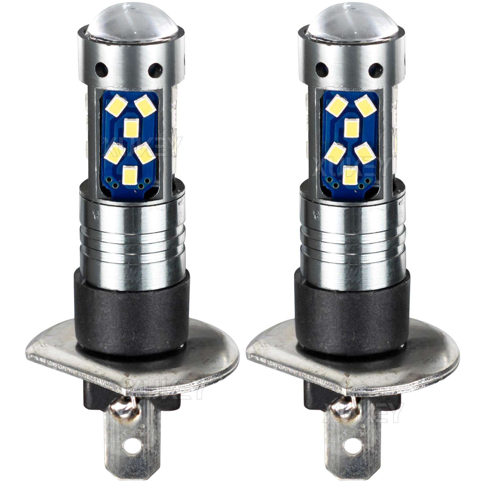 

2X мини-светодиодный комплект с одной вилкой H1, дальний ближний свет, автомобильные противотуманные фары, комплект для переоборудования ламп DRL, 12 В, безвентиляторная замена галогенных ламп 6000K белый