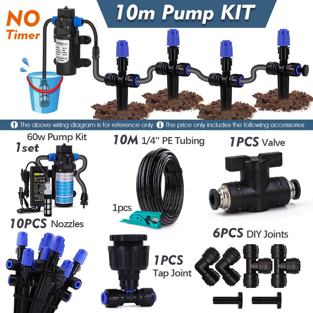 

1/4 60w Self-Priming Pump Timer Kit 360° Adjustable Bubbler Irrigation Sprinkler Garden Greenhouse Lawn Plant Pot Auto Watering