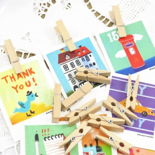 PULABO 50pcs Small 30mm Mini Natural Wooden Clips, Multifunctional Craft Decoration Clips, Photo Paper Pegs, Clothespins, Practical and Novelty