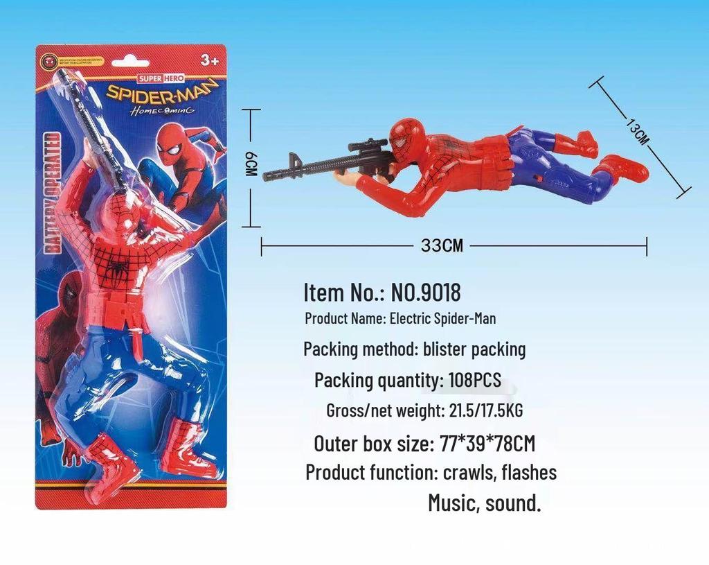 Electric Crawling Captain America & Spider-Man Toy: Lights, Sounds, Music Simulation