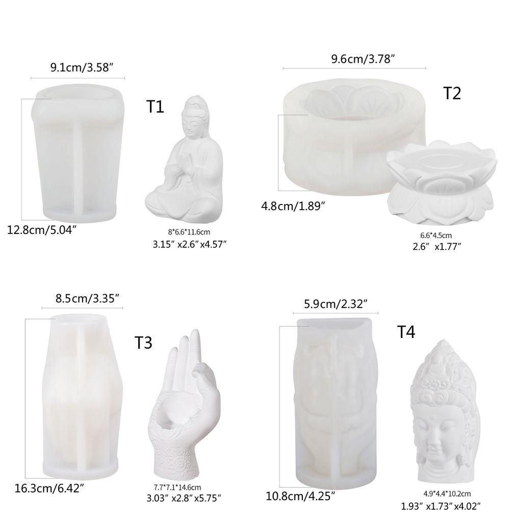 Guanyin Candle Silicone Mould Non-Stick Soap Plaster Craft DIY Home Decorations Resin Molds Tool for Aromatherapy