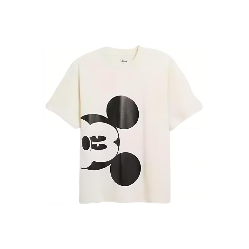 Coach Mickey Mouse Print Loose Short Sleeve T-Shirt Unisex Tops White CN321-CRM