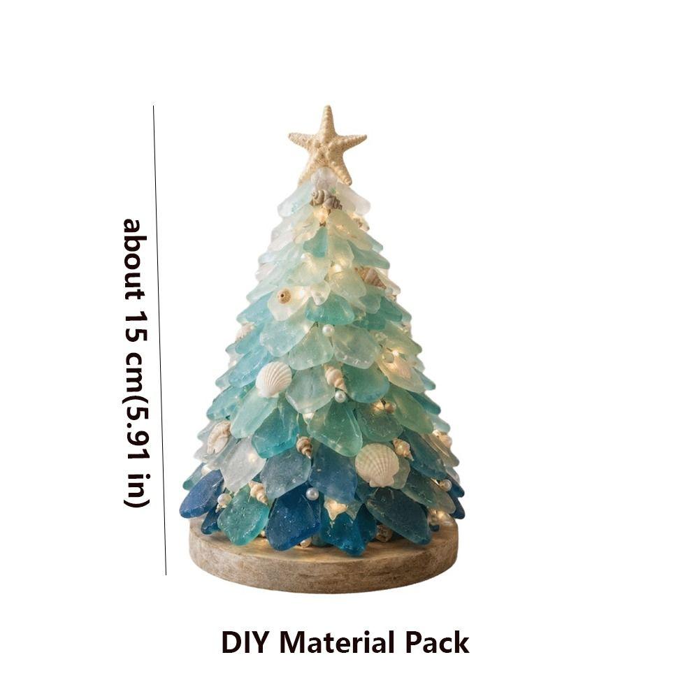 Layer Sea Glass Sea Glass Christmas Tree DIY Kit Tabletop Display DIY Craft DIY 3D Sea Glass Art Kit Coast and Christmas Series