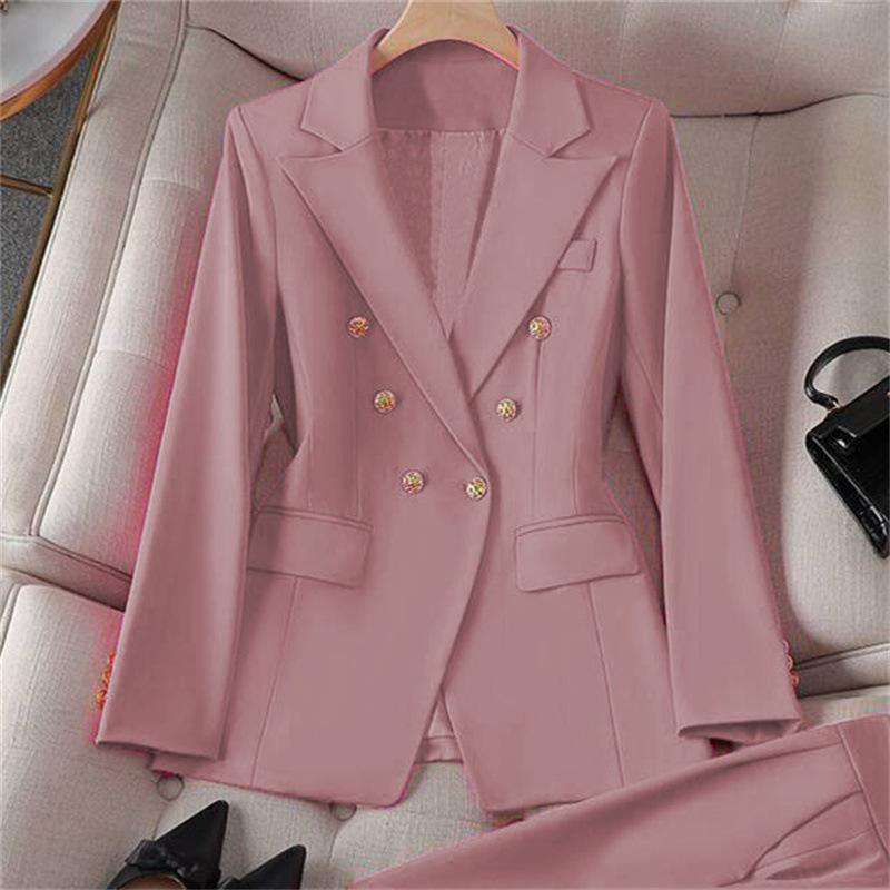 Blazer a tinta unita e a quadri da donna, Giacca da completo in misto cotone poliestere stile urbano, Blazer da pendolare per l'ufficio