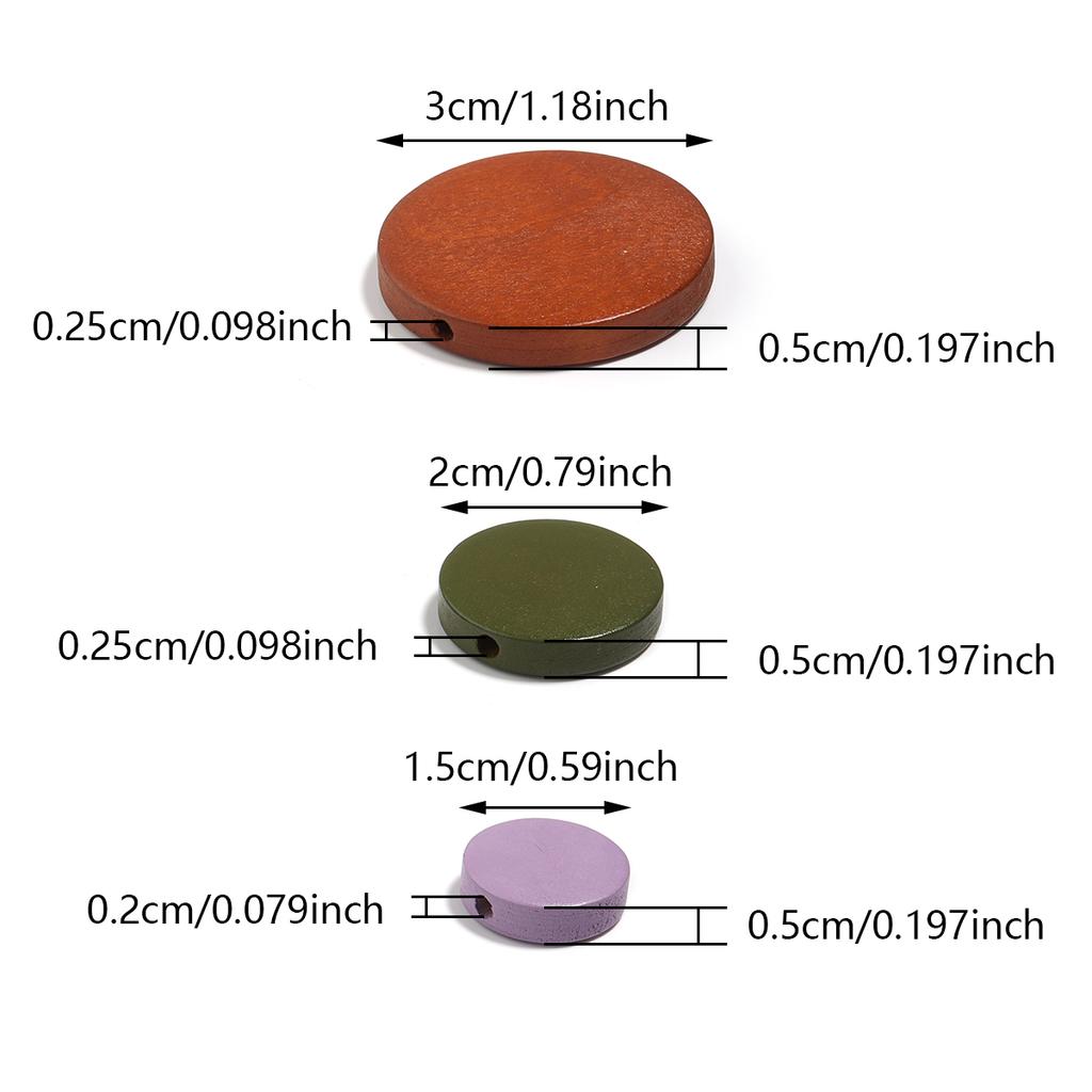 10-30pcs Colorful Wooden Beads Spray Painted Straight Hole Flat Round Bead Pieces For Jewelry Making DIY Necklace Bracelet Decor