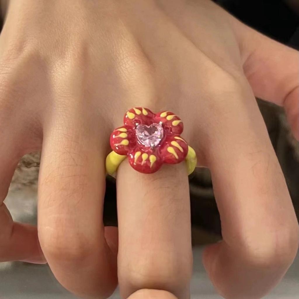 New Light Green Butterfly Sparkly Open Adjustable Ring All-match Ring Ring for Women Jewelry Resin Ring